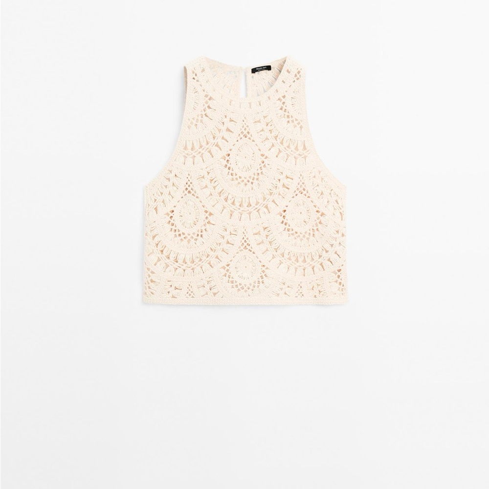 Massimo Dutti Cream Crochet Sleeveless Top NWT - Picture 6 of 10